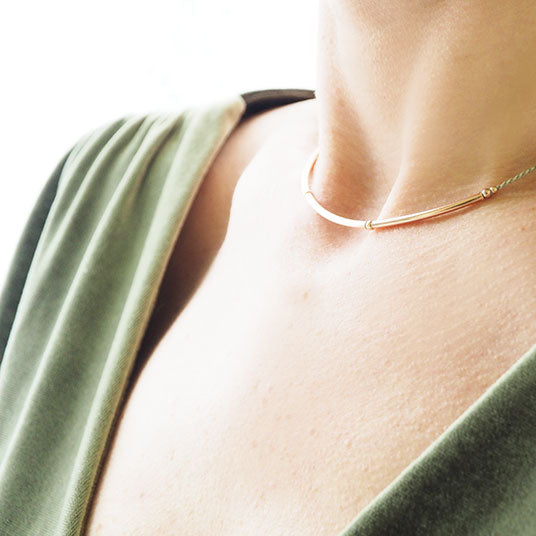 PINK GOLD TUBULAR NECKLACE