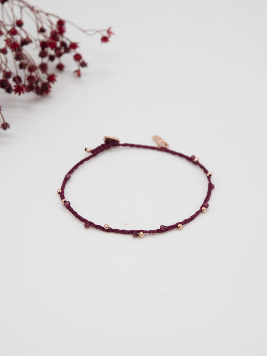 PULSERA LEA ORO ROSA GRANATES