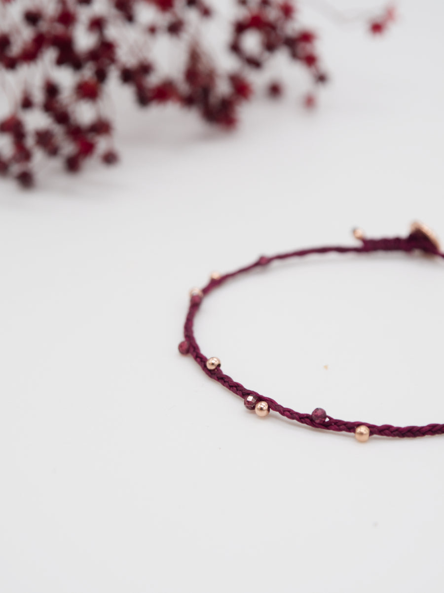 PULSERA LEA ORO ROSA GRANATES